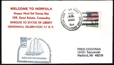 USS Yellowstone AD 41 June 19 1986 - Uruguay Training Ship - Statue Of Liberty • $3.50