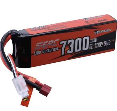 Sunpadow 7.4V 70C 7300mAh 2S RC Lipo Battery Hard Case Deans Plug-Can Be Changed • £25