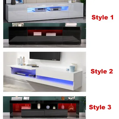 £89.90 • Buy High Gloss TV Stand Cabinet TV Unit W/ LED RGB Lights, Remote Control Storage