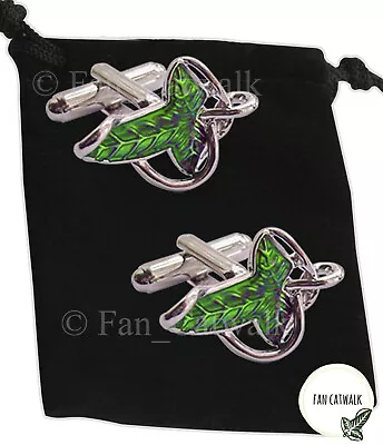 Elven Leaf Brooch CUFFLINKS Hobbit Lord Of The Rings LOTR Silver Mens Wedding • £49.99