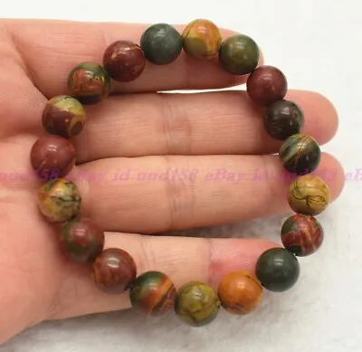 Natural Picasso Jasper Round Beads Healing Reiki Women Men Bracelet Gifts • $2.78