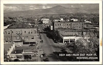 Roxy Ann From East Main Street Medford Oregon RPPC (1943) Town View • $9.93