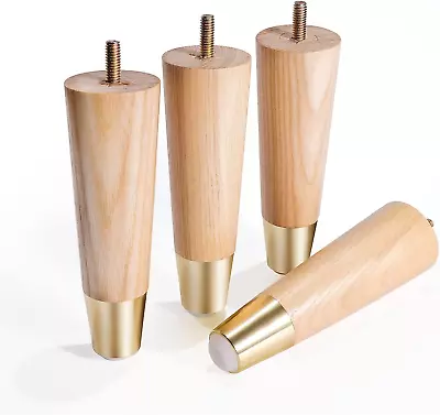 Solid Ash Wood Furniture Legs 8 Inch Sofa Wooden Leg Set Of 4 Cabinet Legs Dr • $43.70
