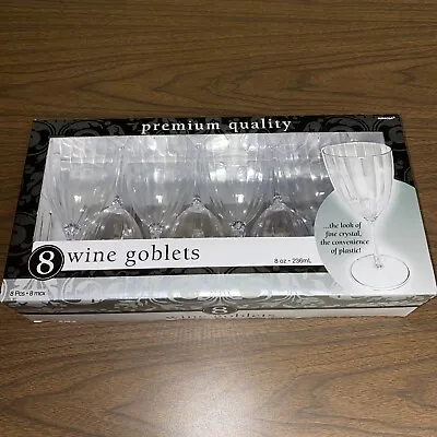 Clear Premium Plastic Wine Goblets Box Set (8) New Open Box Premium Quality 8 Oz • $21.99
