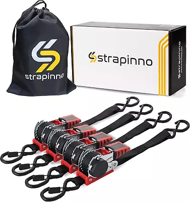 Retractable Ratchet Straps 1 In X 10 Ft Secure Tie-Downs With Rubber-Coated Ste • $85.99