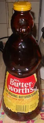 1976 Mrs. Butterworth 36 Oz. Amber Glass Syrup Bottle Metal Cap • $15.99