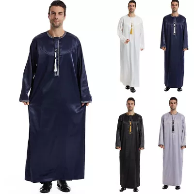 Arab Men Muslim Thoub Thobe Thowb Islamic Dishdasha Kaftan Dubai Abaya Robe Gown • $32.66