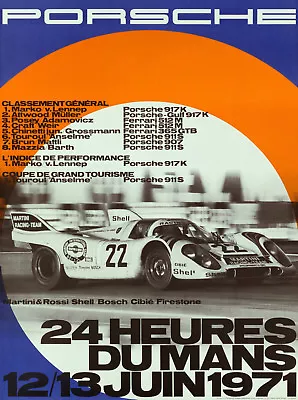 Vintage Porsche Le Mans 1971 Racing A2 Poster Print • £10.98