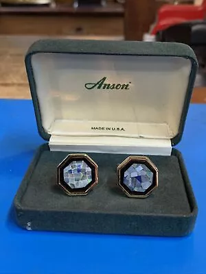 Vintage Opal Cuff Links Gold Tone Anson NOS W/Orig Receipt. • $49.50