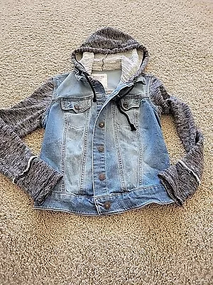 Mossimo Denim Jacket Size S Hooded Sweatshirt Long Sleeve Multicolor • $8