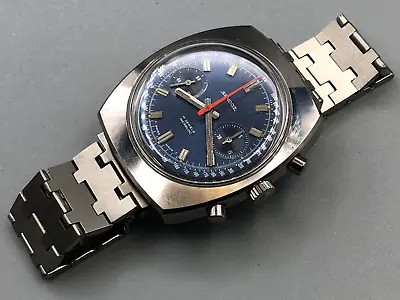 VINTAGE NM SANDOZ BLUE DIAL MANUAL CHRONOGRAPH WATCH Ref.735Z-69 Valjoux 7733 • $650