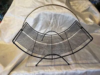 Vintage▪Mid Century Modern▪MCM▪BLACK Metal MESH Magazine Newspaper RACK  • $29.99