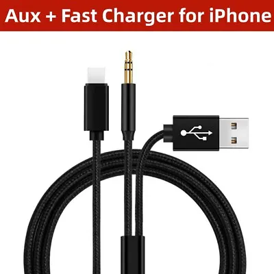 Aux Cable For IPhone In Car + Fast Charging Cable For IPhone 14 13 12 11 XR X 8 • £3.95