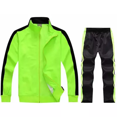 2 Piece Set Tracksuit Sweatsuit Sportswear Men Jacket + Pants Sets Suits Mens • $34.79