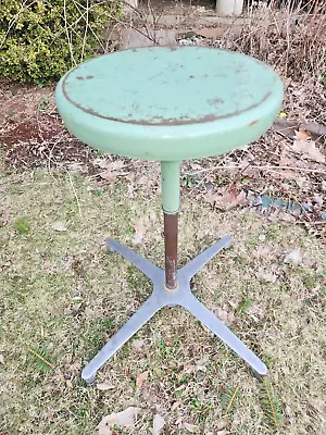 Ajusto Equipment Co. Vintage Industrial Adjustable Drafting Stool Mint Green USA • $125