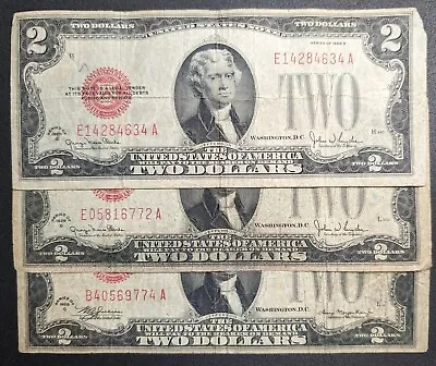 One U.S. 1928 $2 Two Dollar Red Seal - Heavily Circulated Condition • $9.99