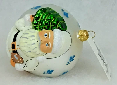 $50 • Buy Brand New Vaillancourt Folk Art Polish Glass Santa With Tree Christmas Ornament