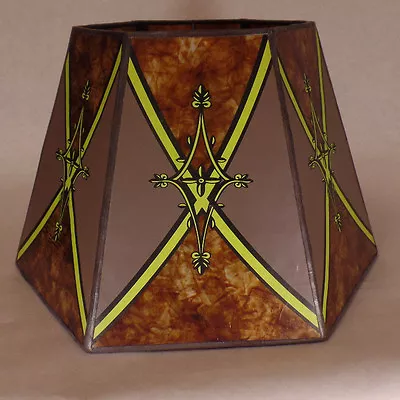 7 X12 X7 1/2  Decorated Antique Amber Hexagon Style Mica UNO Floor Lamp Shade  • $98.68