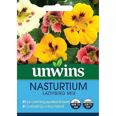 Unwins Grow Your Own Edible Nasturtium Ladybird Mix Container Flower Seeds • £4.39