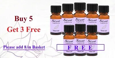 10ml FRAGRANCE OILS - Buy 5 Get 3 Free For Candles Diffusers Oil Burners Etc. • £1.69