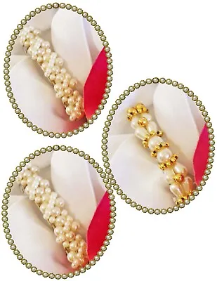 3 Hair Barrettes Womens Girls Small Vintage Faux Pearls Beads Accessories 2 1/2  • $5.99