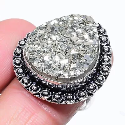 Magnetite Pyrite Gemstone 925 Sterling Silver Jewelry Ring Size 8 (USA) • $10.99