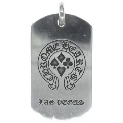 Chrome Hearts LRG Las Vegas Dog Tag Silver Necklace Pendant Top With Pouch • $843.04