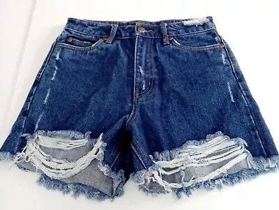 Zulu Zephyr High Rise Ripped Cut Off Denim Shorts Size 6 NWT • $28