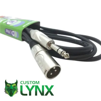 Male XLR To 6.35mm Stereo Jack - TRS Plug To 3 Pin XLR - Balanced Mic Cable PRO • £12.95