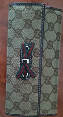 Authentic GUCCI Vintage Long Wallet Purse GG PVC Leather • $125