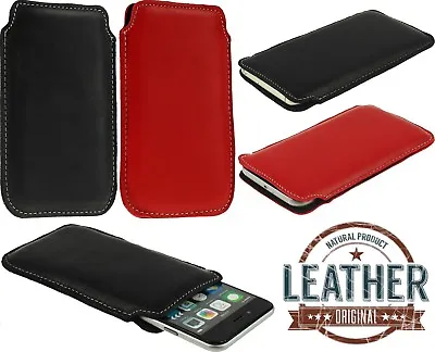 Handmade Of Smooth Genuine Lamb Leather Case Cover Pouch Sleeve For Mobile Phone • £10.19