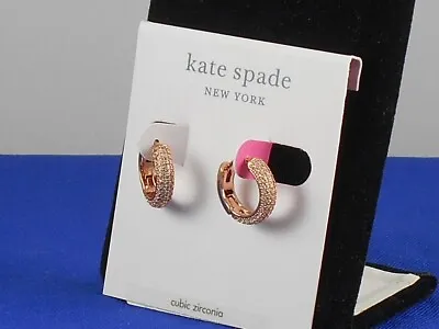 Kate Spade Rose Gold BRILLIANT STATE Cubic Zirconia Pave' Huggie Hoop Earrings • $36.99