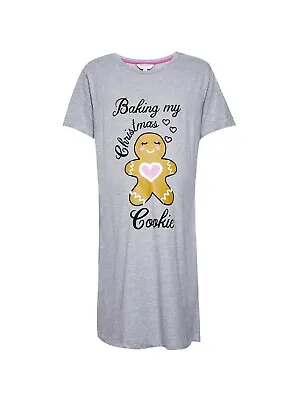 Dp's Maternity Grey Christmas Cookie Xmas Nightie Nightdress Size S Uk 8-10 New • $4.23