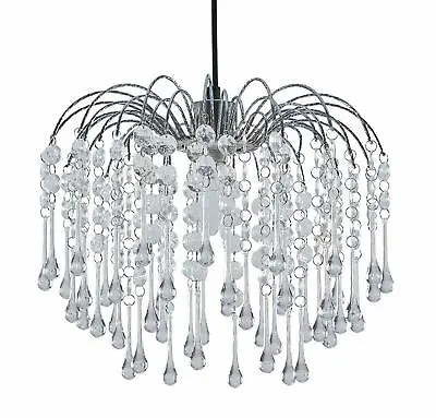 Modern Chandelier Acrylic Crystal Light Shades Beaded Droplet Ceiling Pendant • £16.95