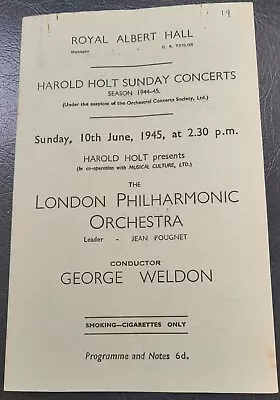 1945 George Weldon London Philharmonic Orchestra Concert Programme Albert Hall  • £3