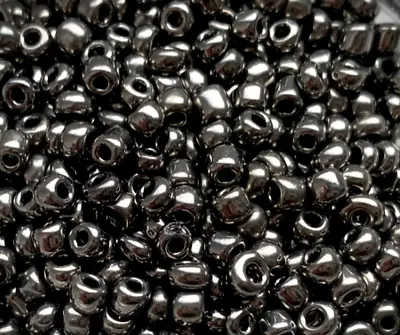 50g Glass Seed Beads Gun Metal Grey/ Metalic Dark Silver  Colour 2mm 3mm & 4mm • £2.19