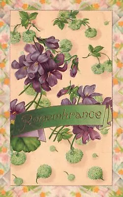 Vintage Postcard 1910's Beautiful Purple Flowers Blooms Remembrance Greeting • $8.98