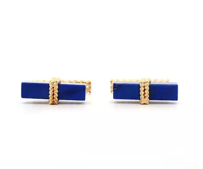 Lapis Lazuli Rope Barrel Cufflinks In 18K • $850