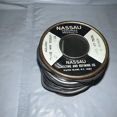 Vintage Nassau Smelting Refining Co. Solder Rosin Core 1/16 2.11Lbs Bell System • $145.80