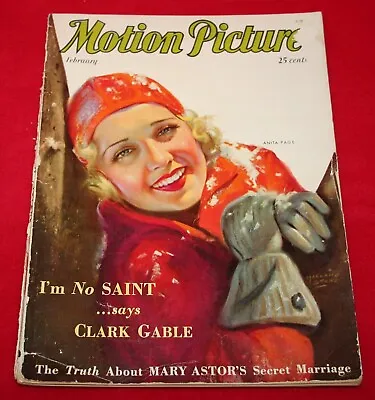 Vintage Hollywood 1932 MOTION PICGTURE Movie Magazine ANITA PAGE Cover • $24.99