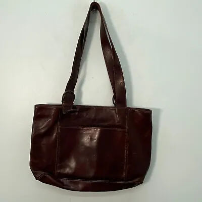 I Medici Firenze Dark Brown Leather Top Handle Satchel Shoulder Bag Purse • $35