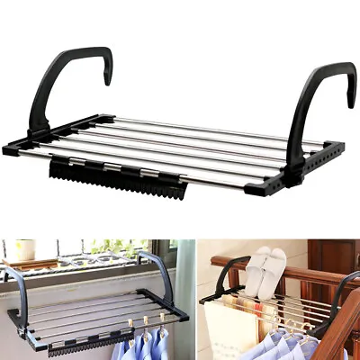 $37.88 • Buy Foldable Balcony Drying Rack Cloth Shoe Towel Hanging Radiator Airer For Home AU