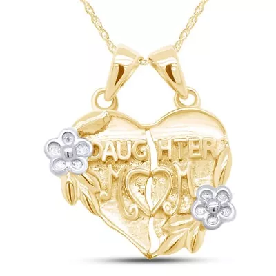 Mother Daughter Pendant Love Heart 14K Yellow Gold Plated Silver • $64.39