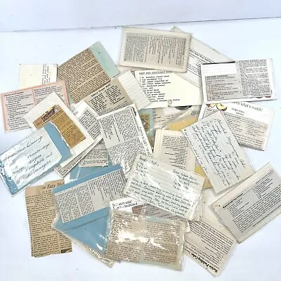 Vintage Recipe Card Lot Ephemera Clipped Handwritten Recipes • $18
