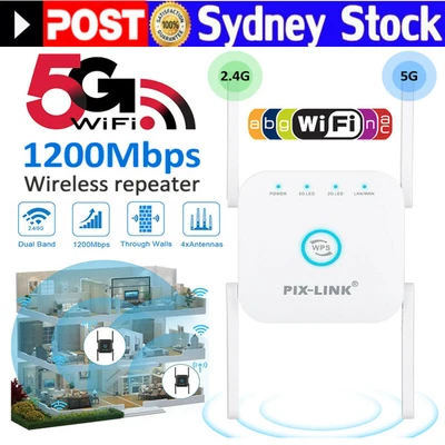 $40.99 • Buy 1200Mbps Dual Band Wireless WiFi Extender Repeater Router Range WiFi Booster AU