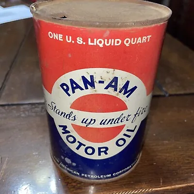$234 • Buy Rare PAN-AM MOTOR OIL CAN Stands Up Under Fire