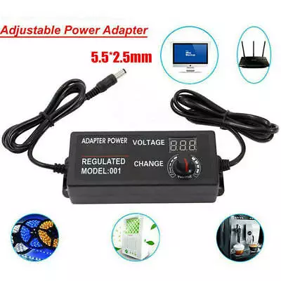 Adjustable Electrical Power Supply Adapter Charger Variable Volt AC/DC 3-24V BU • £10.48