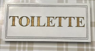 Vintage Toilette Sign Resin With Gold Lettering 7 5/8”  • $12