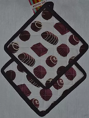 2 Oven Potholder~Fancy Chocolate Candy~Bon Bon~Sweets~Brown~White~Kitchen~NEW • $5.95