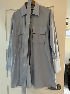 $70 • Buy Scanlan Theodore Blue Cotton Blouse/Tunic With Belt Size 10 BNWOT